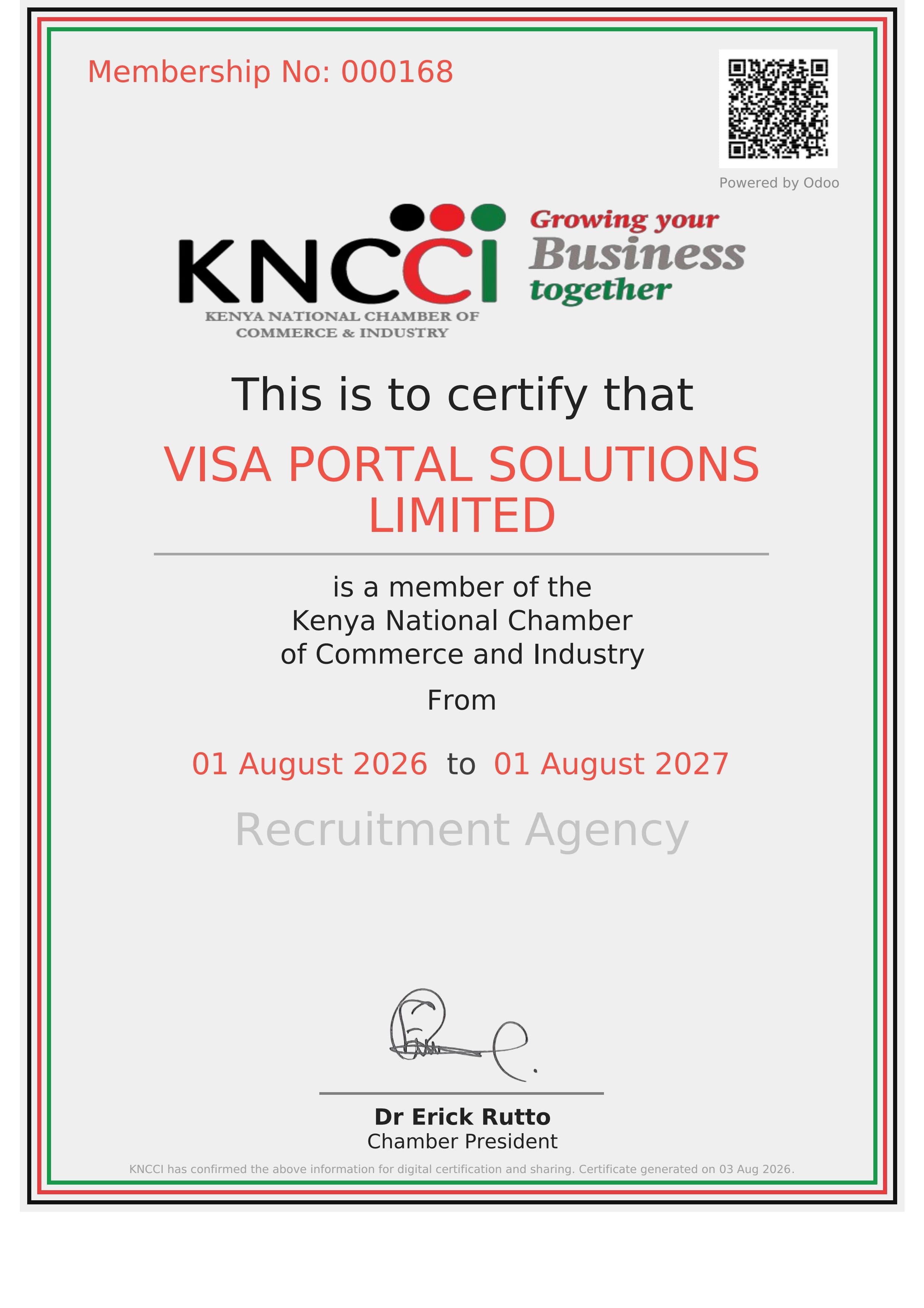 KNCCI Official Certificate
