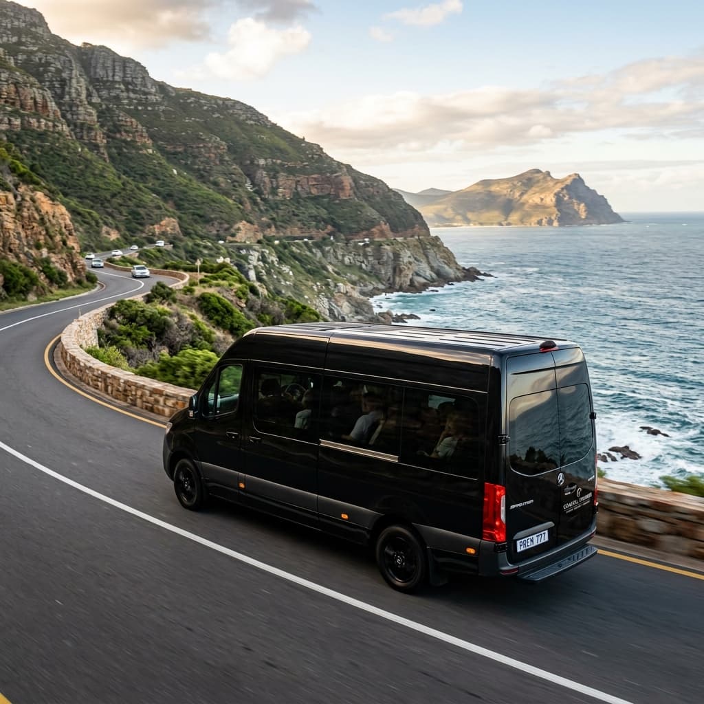 Modern vehicle driving along a scenic route