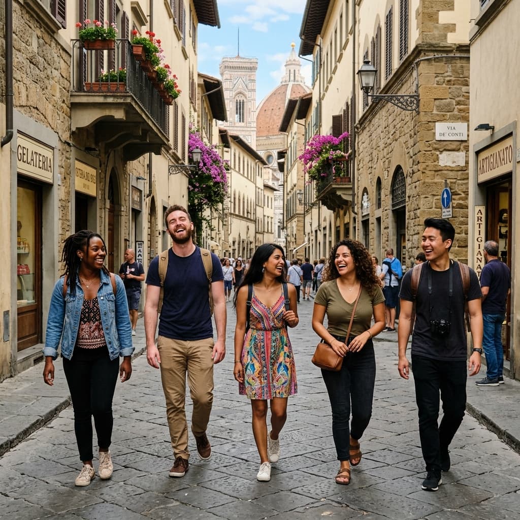 Group of friends exploring together